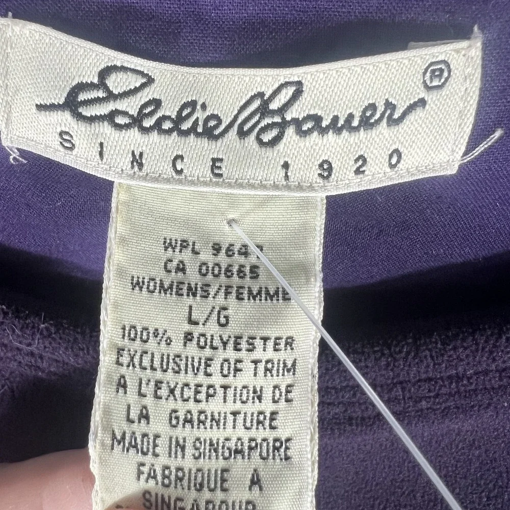 Eddie Bauer Women's Large Purple Fleece Snap Button Cardigan Sweater
